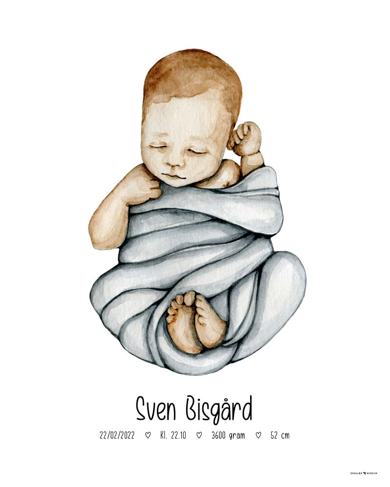 Billede af Fødselsplakat, sovende baby
