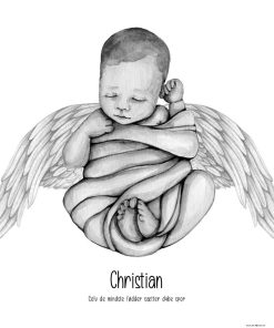 Fødselsplakat englebarn med personlig tekst