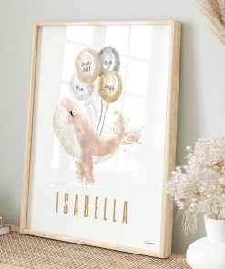 Alternative view of Fødselsplakat, hval rosa